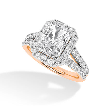 Bague en diamant LG radiant en or jaune - BH Diamond Center Anvers