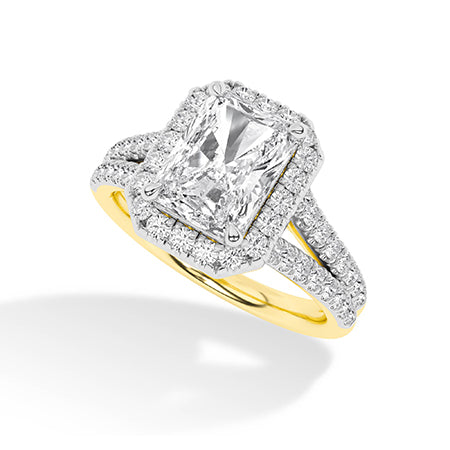 Bague en diamant LG radiant en or jaune - BH Diamond Center Anvers