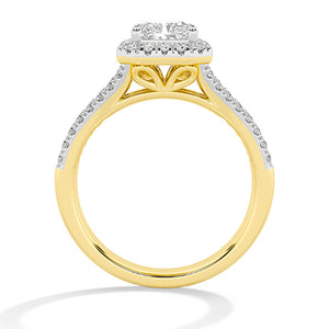 Bague en diamant LG radiant en or jaune - BH Diamond Center Anvers