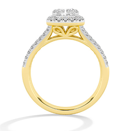 Bague en diamant LG radiant en or jaune - BH Diamond Center Anvers