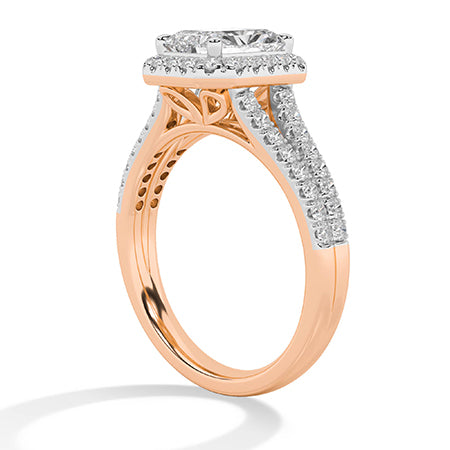 Bague en diamant LG radiant en or jaune - BH Diamond Center Anvers