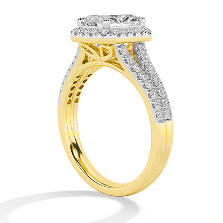 Bague en diamant LG radiant en or jaune - BH Diamond Center Anvers