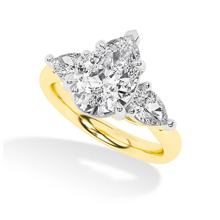 Pear LG Diamond Ring in Yellow Gold - BH Diamond Center Antwerp