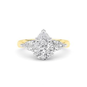 Pear LG Diamond Ring in Yellow Gold - BH Diamond Center Antwerp