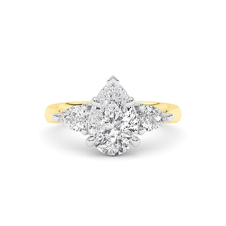Pear LG Diamond Ring in Yellow Gold - BH Diamond Center Antwerp