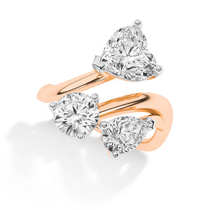 Heart Lab-Grown Diamond Ring 18K Gold - Rose Gold 3D