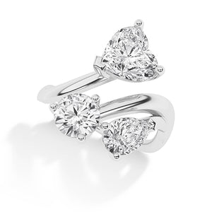Heart Lab-Grown Diamond Ring 18K Gold - White Gold 3D