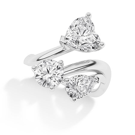Heart Lab-Grown Diamond Ring 18K Gold - White Gold 3D