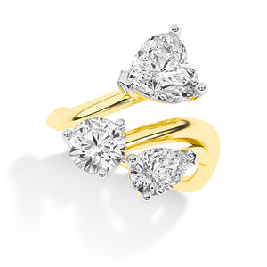 Heart Lab-Grown Diamond Ring 18K Gold - Yellow Gold 3D