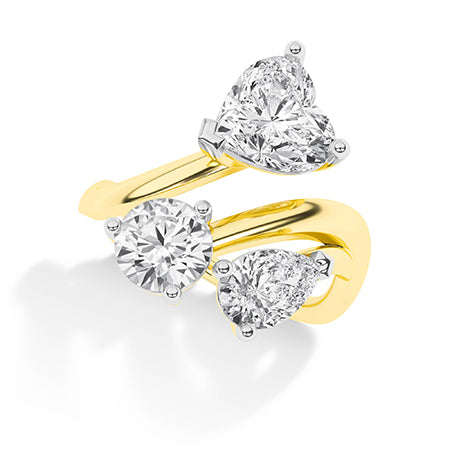 Heart Lab-Grown Diamond Ring 18K Gold - Yellow Gold 3D