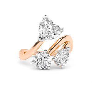 Heart Lab-Grown Diamond Ring 18K Gold - Rose Gold Down
