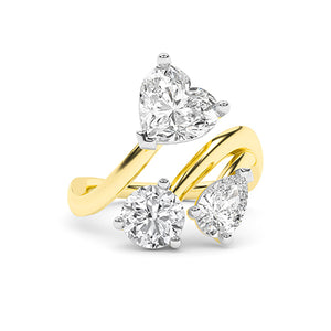 Heart Lab-Grown Diamond Ring 18K Gold - Yellow Gold Down