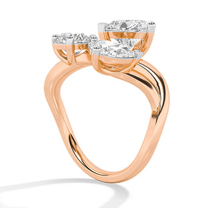 Heart Lab-Grown Diamond Ring 18K Gold - Rose Gold Side