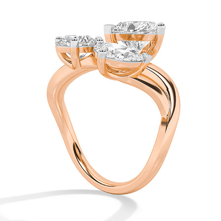 Heart Lab-Grown Diamond Ring 18K Gold - Rose Gold Side