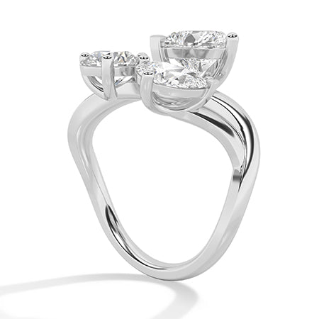 Heart Lab-Grown Diamond Ring 18K Gold - White Gold Side