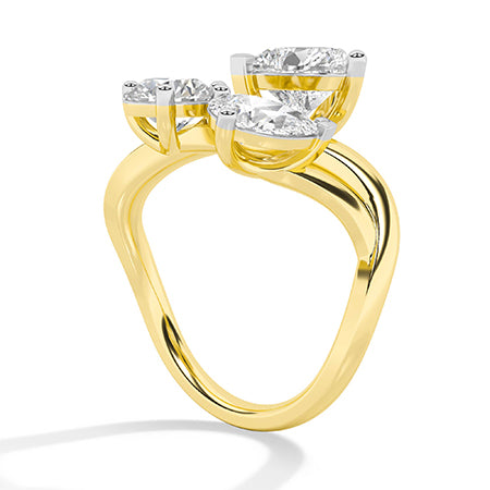 Heart Lab-Grown Diamond Ring 18K Gold - Yellow Gold Side