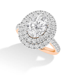 Oval Lab-Grown Diamond Ring 18K Gold - Rose Gold 3D