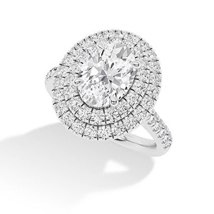 Oval Lab-Grown Diamond Ring 18K Gold - White Gold 3D