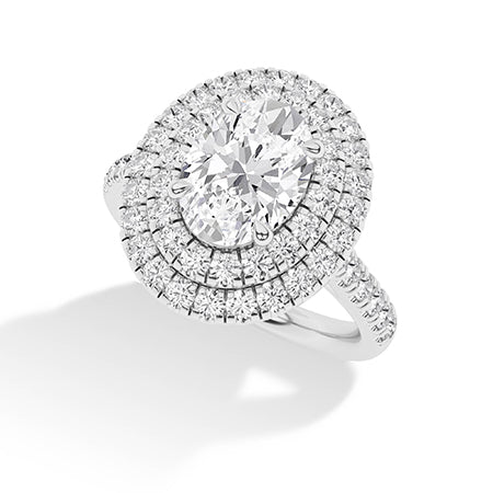 Oval Lab-Grown Diamond Ring 18K Gold - White Gold 3D