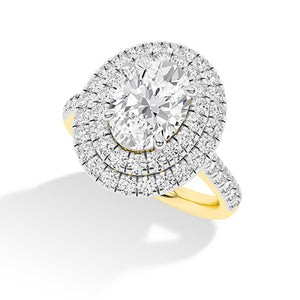 Oval Lab-Grown Diamond Ring 18K Gold - Yellow Gold 3D