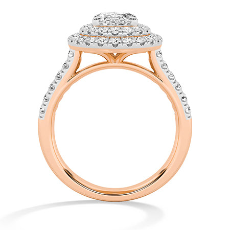 Oval Lab-Grown Diamond Ring 18K Gold - Rose Gold Front