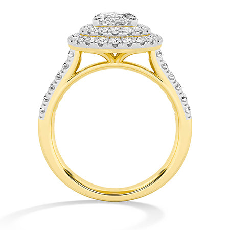 Oval Lab-Grown Diamond Ring 18K Gold - Yellow Gold Front