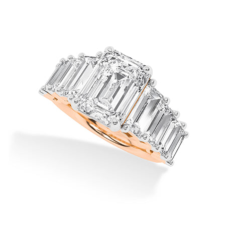 Emerald Lab-Grown Diamond Ring 18K Gold - Rose Gold 3D