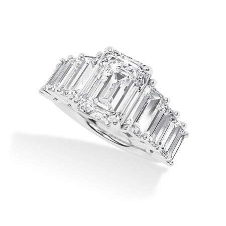 Emerald Lab-Grown Diamond Ring 18K Gold - White Gold 3D