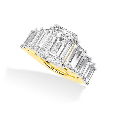 Emerald Lab-Grown Diamond Ring 18K Gold - Yellow Gold 3D