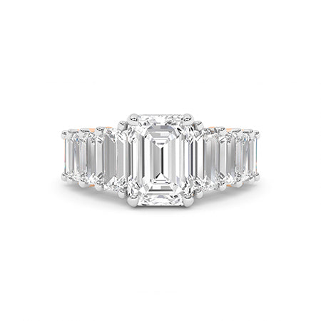Emerald Lab-Grown Diamond Ring 18K Gold - Rose Gold Down