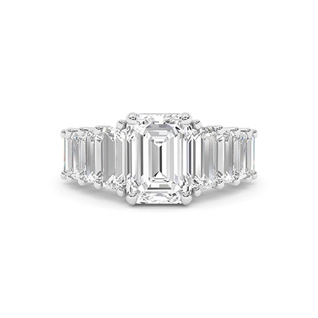 Emerald Lab-Grown Diamond Ring 18K Gold - White Gold Down