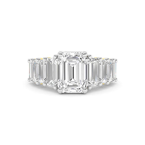 Emerald Lab-Grown Diamond Ring 18K Gold - Yellow Gold Down