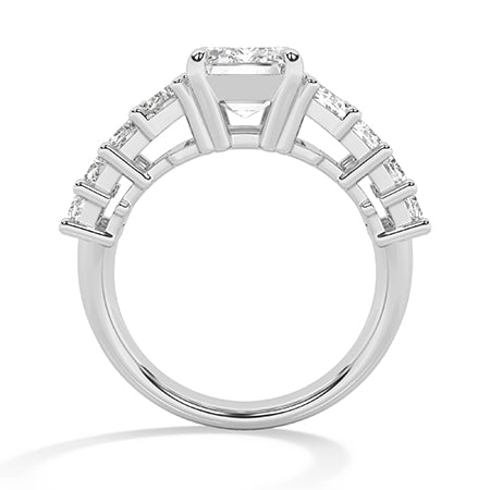 Emerald Lab-Grown Diamond Ring 18K Gold - White Gold Front