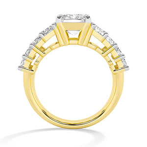 Emerald Lab-Grown Diamond Ring 18K Gold - Yellow Gold Front