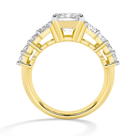 Emerald Lab-Grown Diamond Ring 18K Gold - Yellow Gold Front