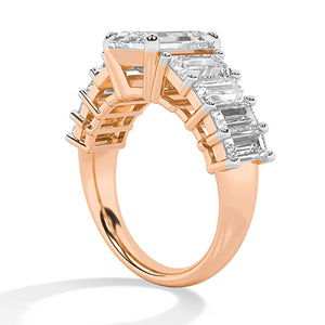 Emerald Lab-Grown Diamond Ring 18K Gold - Rose Gold Side
