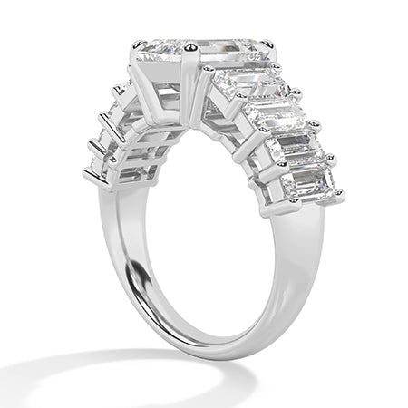 Emerald Lab-Grown Diamond Ring 18K Gold - White Gold Side