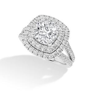 Cushion Lab-Grown Diamond Ring 18K Gold - White Gold 3D