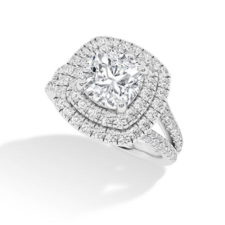 Cushion Lab-Grown Diamond Ring 18K Gold - White Gold 3D