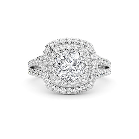 Cushion LG Diamond Ring in White Gold - BH Diamond Center Antwerp