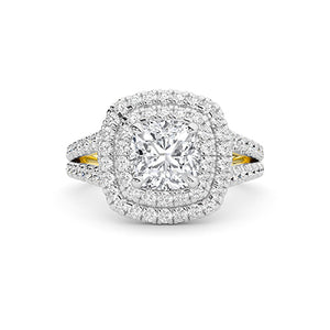 Cushion Lab-Grown Diamond Ring 18K Gold - Yellow Gold Down