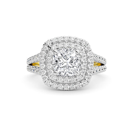 Cushion Lab-Grown Diamond Ring 18K Gold - Yellow Gold Down