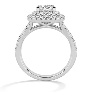 Cushion Lab-Grown Diamond Ring 18K Gold - White Gold Front