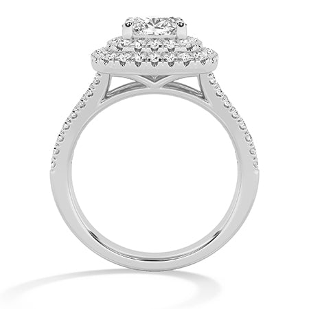Cushion Lab-Grown Diamond Ring 18K Gold - White Gold Front