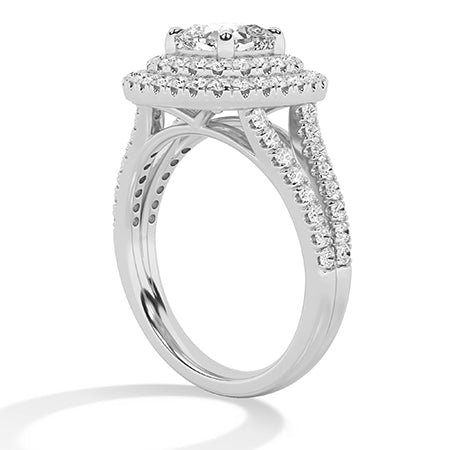 Cushion Lab-Grown Diamond Ring 18K Gold - White Gold Side