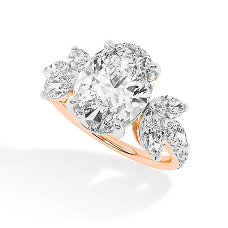 Oval Lab-Grown Diamond Ring 18K Gold - Rose Gold 3D