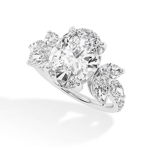 Oval Lab-Grown Diamond Ring 18K Gold - White Gold 3D