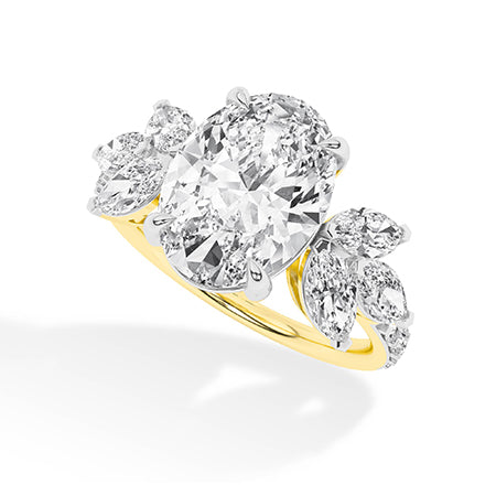 Oval Lab-Grown Diamond Ring 18K Gold - Yellow Gold 3D