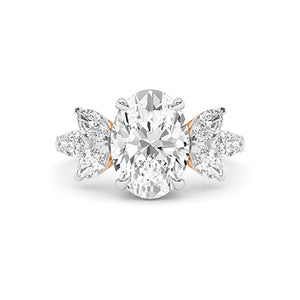 Oval Lab-Grown Diamond Ring 18K Gold - Rose Gold Down
