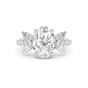 Oval Lab-Grown Diamond Ring 18K Gold - White Gold Down